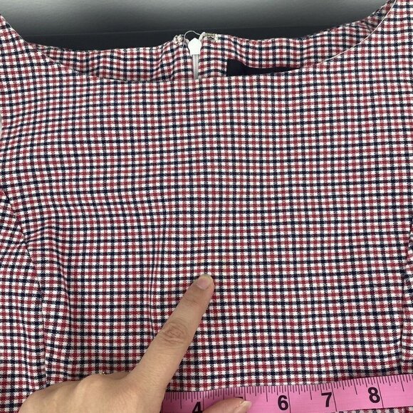J. Crew Women's Plaid Pencil Dress Size 2 Red Black Mini Check Cotton Sleeveless - Picture 9 of 12